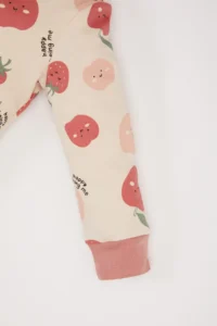 DeFacto Baby Girl Pajama Set Crew Neck Fruit Patterned Long Sleeve Top with Elastic Waist Long Bottom - Image 4