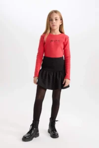 DeFacto Girl's Basic Straight Waist Elastic Flounced Skirt - Image 2
