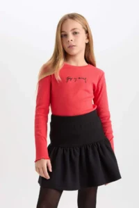 DeFacto Girl's Basic Straight Waist Elastic Flounced Skirt - Image 5