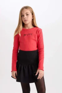 DeFacto Girl's Basic Straight Waist Elastic Flounced Skirt - Image 6