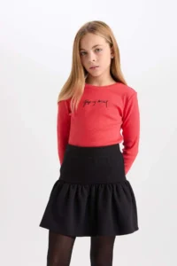 DeFacto Girl's Basic Straight Waist Elastic Flounced Skirt - Image 7