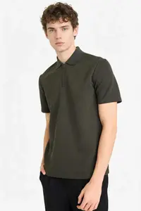 DeFacto Regular Fit Polo Neck Half Zipper Short Sleeve T-Shirt - Image 3