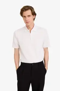 DeFacto Regular Fit Polo Neck Half Zipper Short Sleeve T-Shirt - Image 3