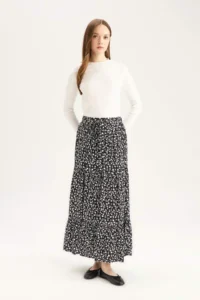 DeFacto Floral Patterned Waisted Viscose Maxi Skirt - Image 2
