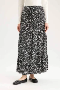 DeFacto Floral Patterned Waisted Viscose Maxi Skirt - Image 4