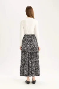 DeFacto Floral Patterned Waisted Viscose Maxi Skirt - Image 6