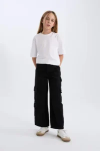 DeFacto Wide Leg Cargo Wide Leg Jean Trousers Girl - Image 3