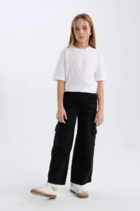 DeFacto Wide Leg Cargo Wide Leg Jean Trousers Girl - Image 5
