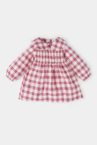 DeFacto Checked Long Sleeve Flannel Burgundy Baby Girl Dress D7426A5/BR285