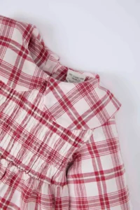 DeFacto Checked Long Sleeve Flannel Burgundy Baby Girl Dress D7426A5/BR285 - Image 2