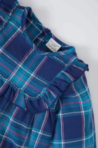 DeFacto Checked Long Sleeve Flannel Navy Blue Baby Girl Dress D7427A5/NV256 - Image 2