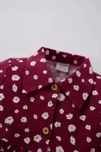 DeFacto Floral Long Sleeve Flannel Claret Red Baby Girl Dress D7428A5/BR204 - Image 2