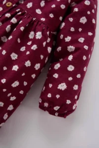 DeFacto Floral Long Sleeve Flannel Claret Red Baby Girl Dress D7428A5/BR204 - Image 3