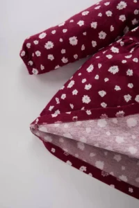 DeFacto Floral Long Sleeve Flannel Claret Red Baby Girl Dress D7428A5/BR204 - Image 4