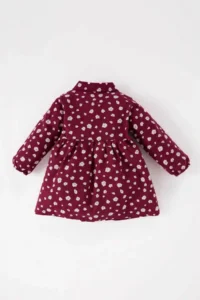 DeFacto Floral Long Sleeve Flannel Claret Red Baby Girl Dress D7428A5/BR204 - Image 5