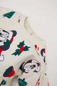 DeFacto Disney Mickey & Minnie Christmas Themed Dress for Baby Girl - Image 2