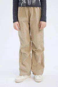 DeFacto Elastic Waist Straight Leg Parachute Trousers Girl - Image 4