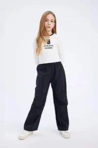 DeFacto Elastic Waist Straight Leg Parachute Trousers Girl