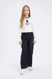DeFacto Elastic Waist Straight Leg Parachute Trousers Girl - Image 2