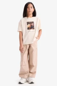 DeFacto Parachute Cargo Jogger Leg Cotton Trousers Girls - Image 2