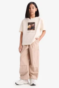 DeFacto Parachute Cargo Jogger Leg Cotton Trousers Girls - Image 3