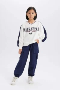 DeFacto Parachute Cargo Jogger Leg Cotton Trousers Girls 25SP - Image 4