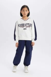 DeFacto Parachute Cargo Jogger Leg Cotton Trousers Girls 25SP - Image 5