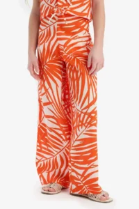 DeFacto Wide Leg Wide Leg Patterned Cotton Trousers with Elastic Waist Girl Child - Image 4