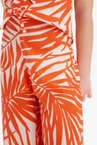 DeFacto Wide Leg Wide Leg Patterned Cotton Trousers with Elastic Waist Girl Child - Image 5