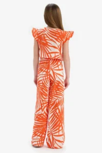 DeFacto Wide Leg Wide Leg Patterned Cotton Trousers with Elastic Waist Girl Child - Image 6