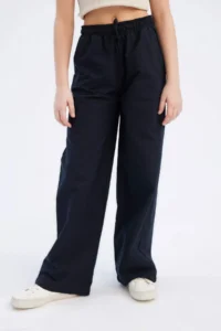 DeFacto Girl's Wide Leg Wide Leg Cotton Trousers with Elastic Waist - Image 4