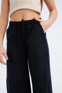 DeFacto Girl's Wide Leg Wide Leg Cotton Trousers with Elastic Waist - Image 5