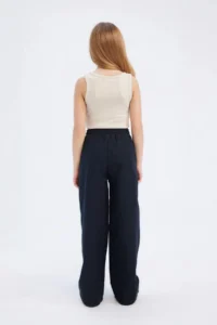 DeFacto Girl's Wide Leg Wide Leg Cotton Trousers with Elastic Waist - Image 6