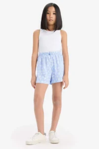 DeFacto Floral Patterned Viscose Shorts Girls'