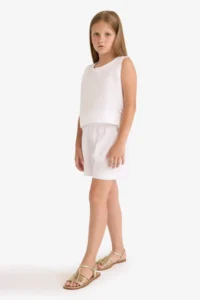 DeFacto Elastic Waist Cotton Shorts Girls' - Image 2