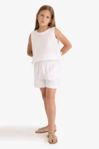 DeFacto Elastic Waist Cotton Shorts Girls' - Image 3