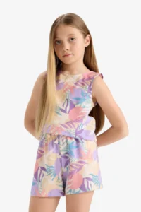 DeFacto Elastic Waist Patterned Shorts Girls' - Image 3