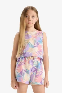 DeFacto Elastic Waist Patterned Shorts Girls' - Image 4