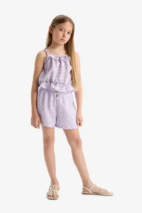 DeFacto Elastic Waist Patterned Shorts Girls'