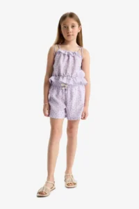 DeFacto Elastic Waist Patterned Shorts Girls' - Image 3