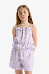 DeFacto Elastic Waist Patterned Shorts Girls' - Image 4