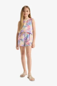 DeFacto Patterned Crew Neck Sleeveless Blouse Girl - Image 2