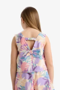 DeFacto Patterned Crew Neck Sleeveless Blouse Girl - Image 6