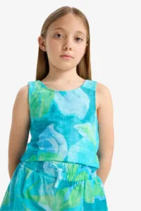 DeFacto Patterned Sleeveless Blouse Girls'