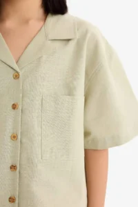 DeFacto Cropped Fit Linen Short Sleeve Shirt Girls - Image 6