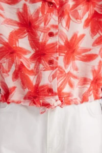 DeFacto Patterned Crop Short Sleeve Shirt Girl - Image 5