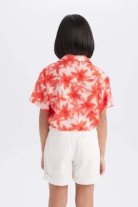 DeFacto Patterned Crop Short Sleeve Shirt Girl - Image 6