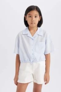 DeFacto Cropped Fit Short Sleeve Shirt Girls - Image 3