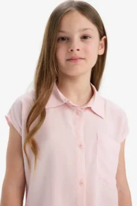 DeFacto Cropped Fit Cotton Short Sleeve Shirt Girls - Image 5