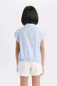 DeFacto Crop Cotton Floral Short Sleeve Shirt Girl - Image 6